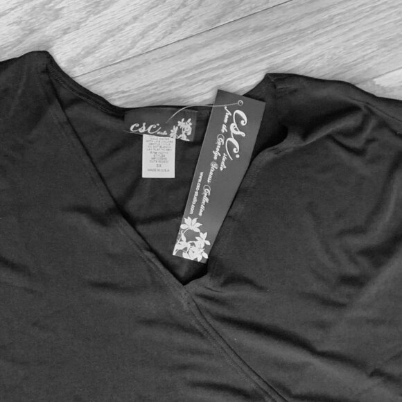 CAROLYN Strauss black tunic top + shorts set SZ 3X - V-neck top Elastic waist - Picture 2 of 4